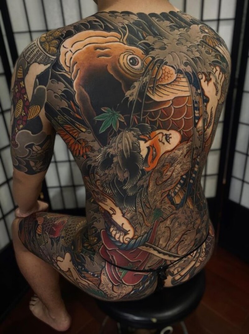 Yakuza tattoo hình xăm nhật cổ full lưng cho nam