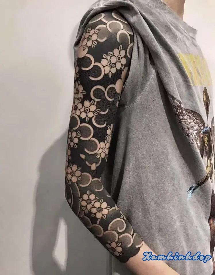 hình xăm full tay nam hình hoa