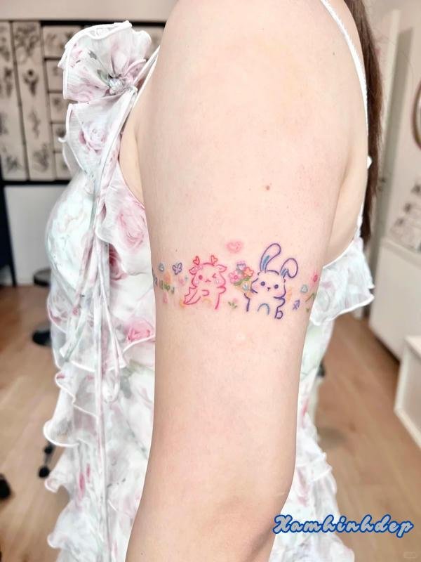 hình xăm hoạt hình dễ thương.