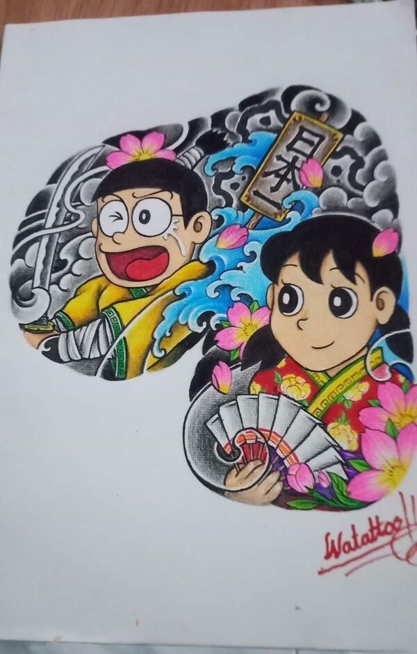 hình xăm nobita ngầu chất