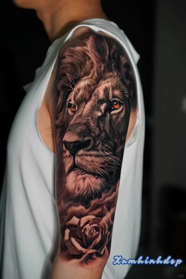 hình xăm sư tử độc đáo.