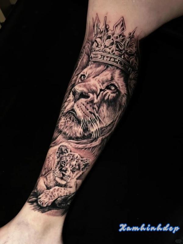 hình xăm sư tử nổi bật.