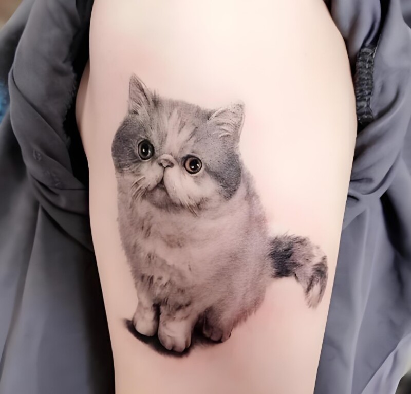 Hình xăm chú mèo dễ thương cho nữ