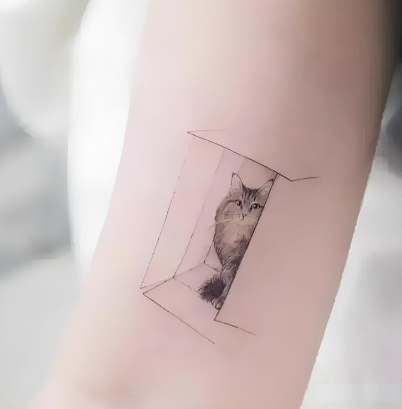 Hình xăm nửa con mèo cho nam