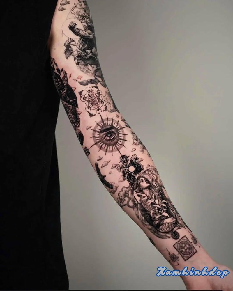 hình xăm bắp tay tinh xảo.