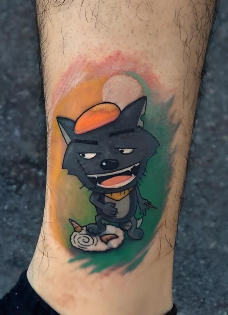 hình xăm chó sói cute cho nam