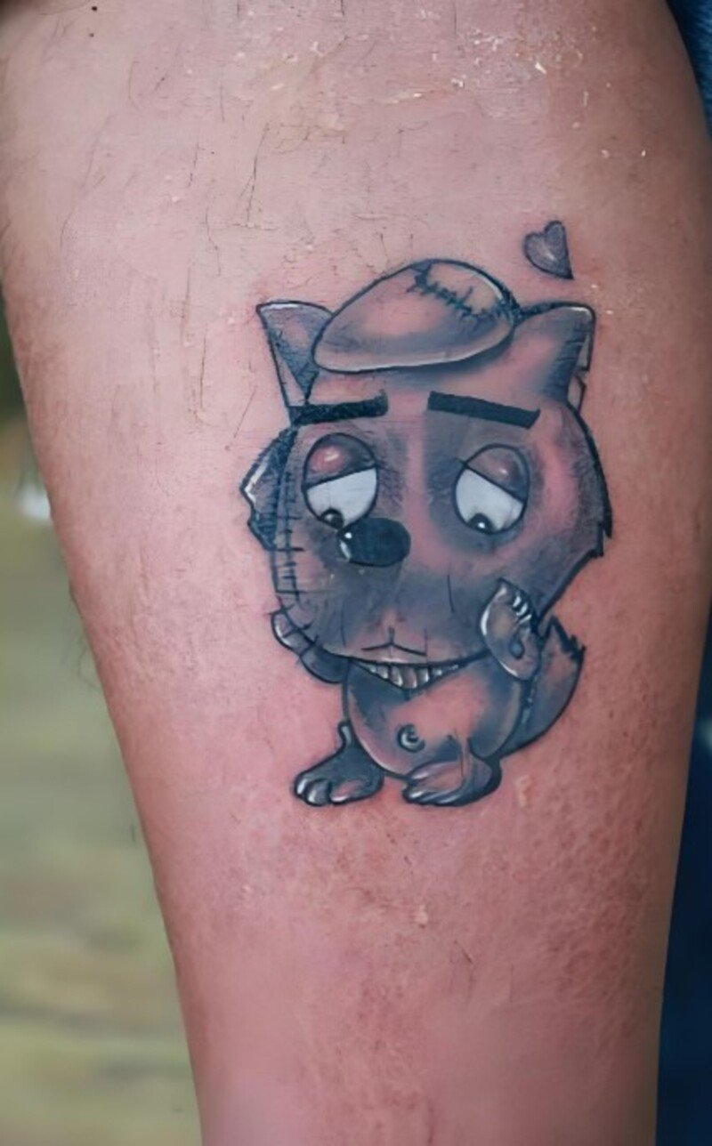 hình xăm chó sói đáng yêu cho nam