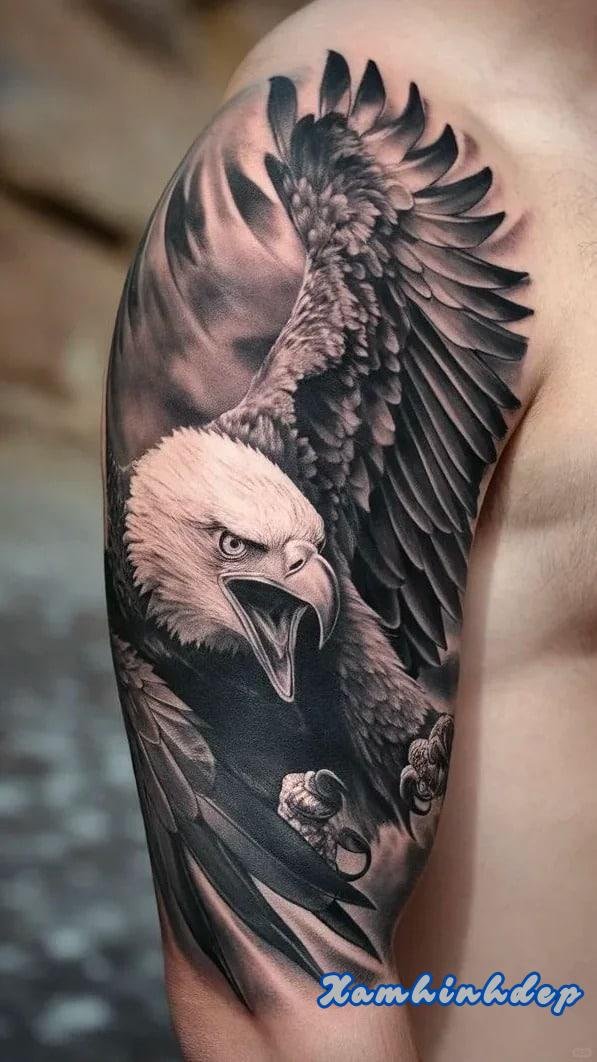 hình xăm đại bàng tinh xảo.