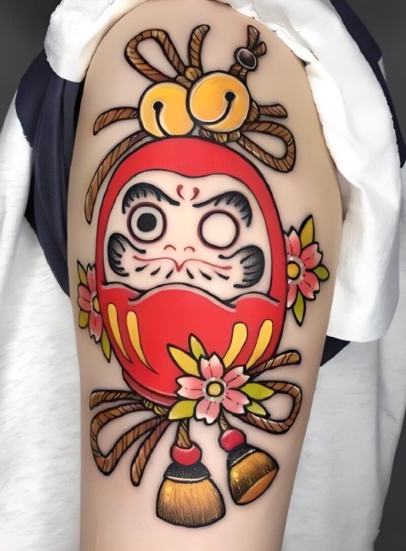 hình xăm daruma đi nét đi nét cho nữ