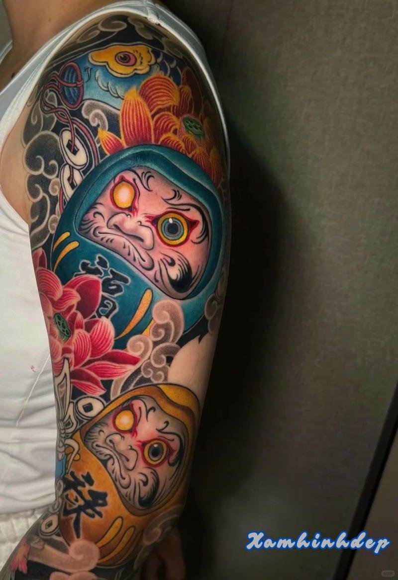 hình xăm daruma phong cách đẹp.