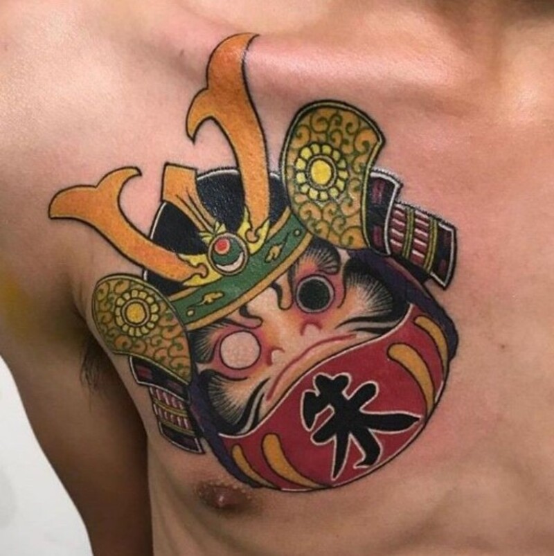 hình xăm daruma samurai cho nam
