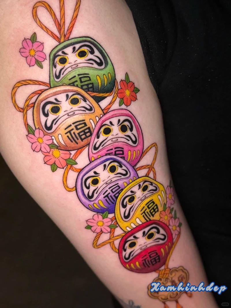 hình xăm daruma thời thượng nổi bật.