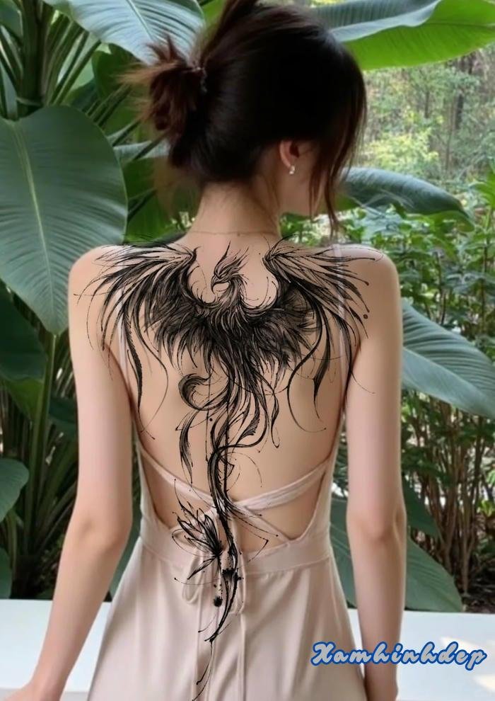 hình xăm đôi cánh tinh xảo.