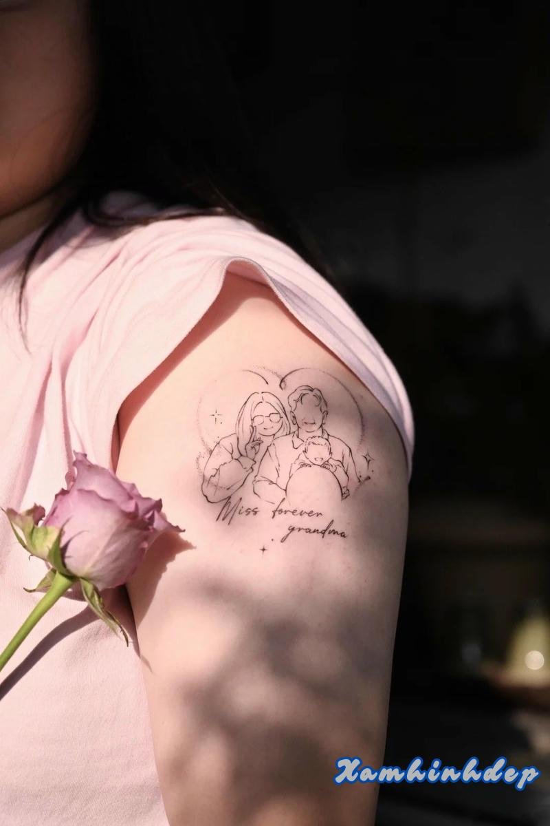 hình xăm gia đình độc đáo.