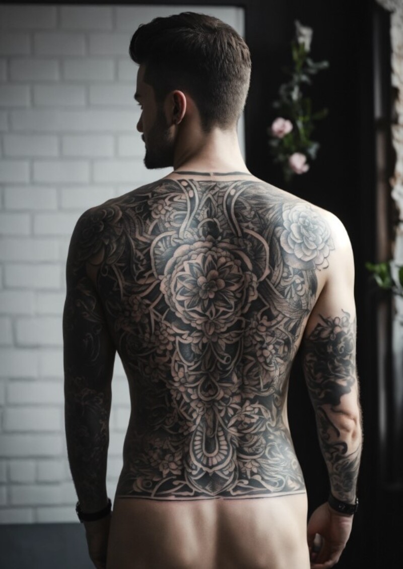 hình xăm hoa văn full lưng cho nam