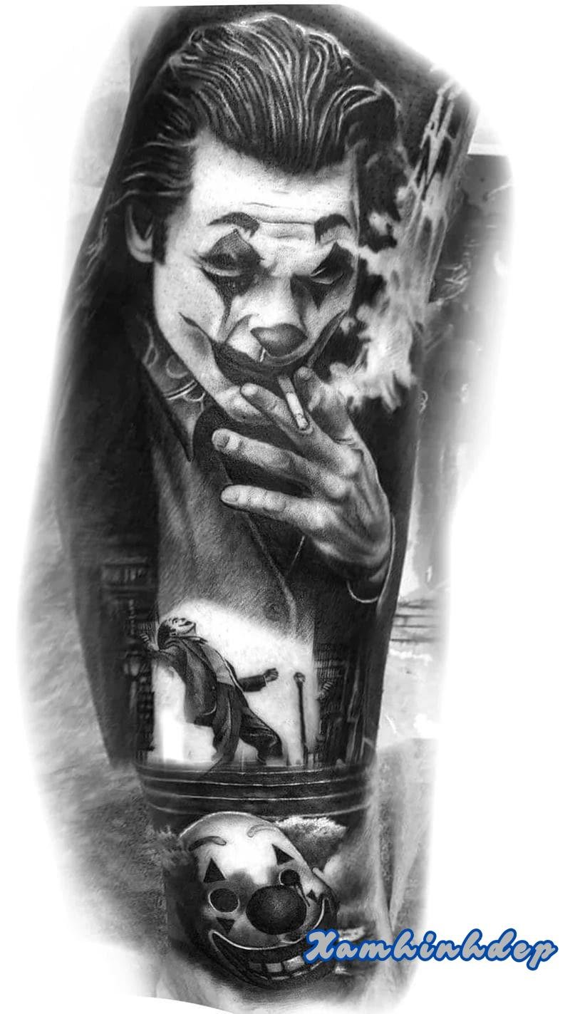 hình xăm joker phong cách chất.