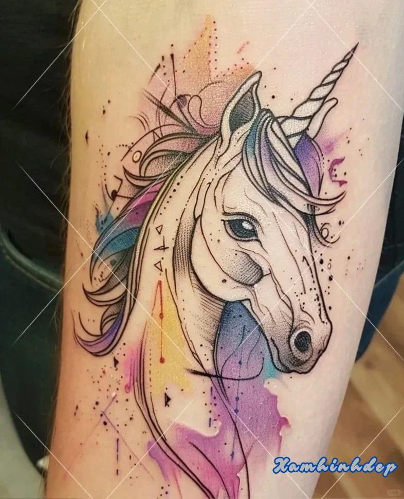 hình xăm kỳ lân ấn tượng.