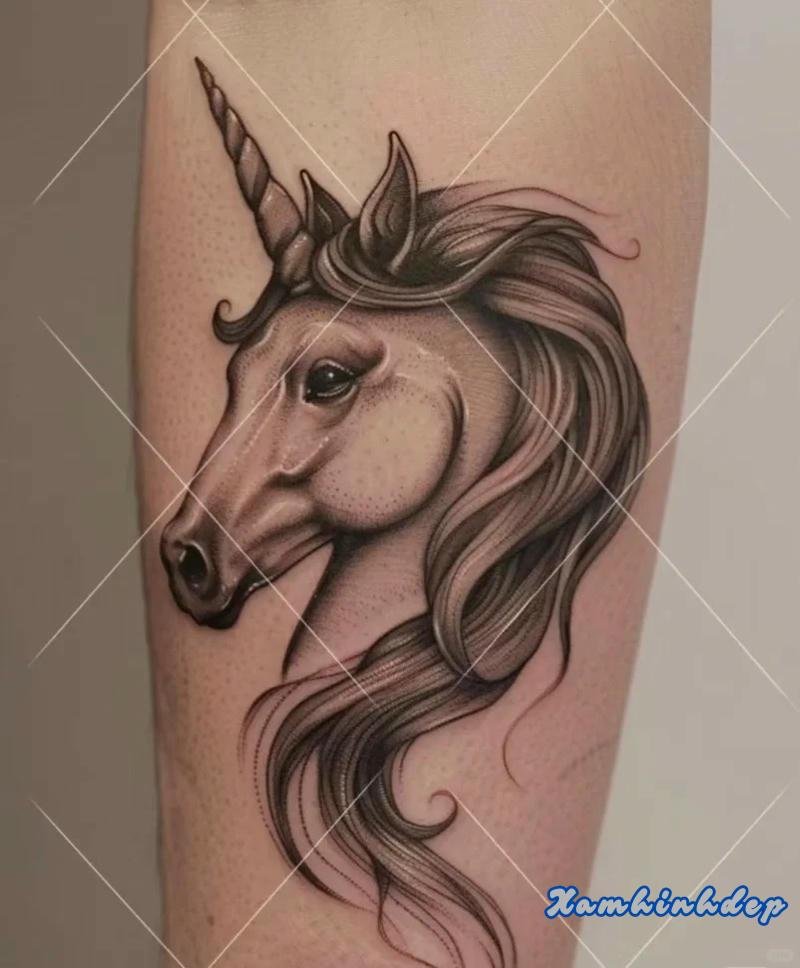 hình xăm kỳ lân độc đáo.