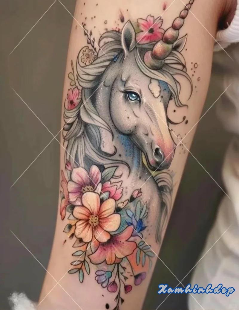 hình xăm kỳ lân thu hút.