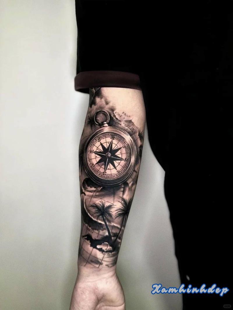 hình xăm la bàn đẹp.