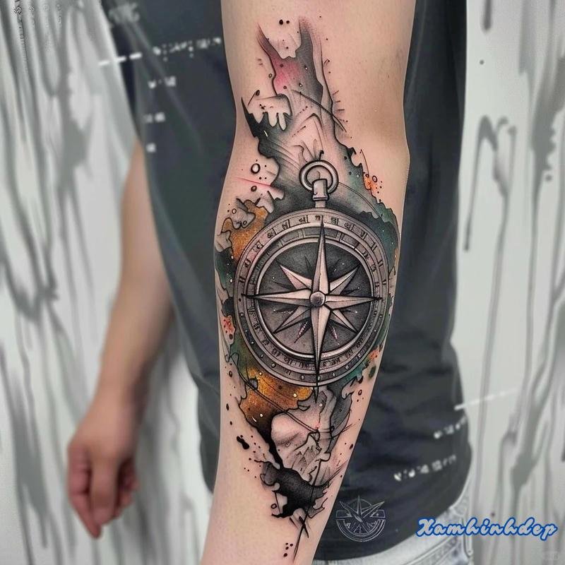 hình xăm la bàn thu hút.