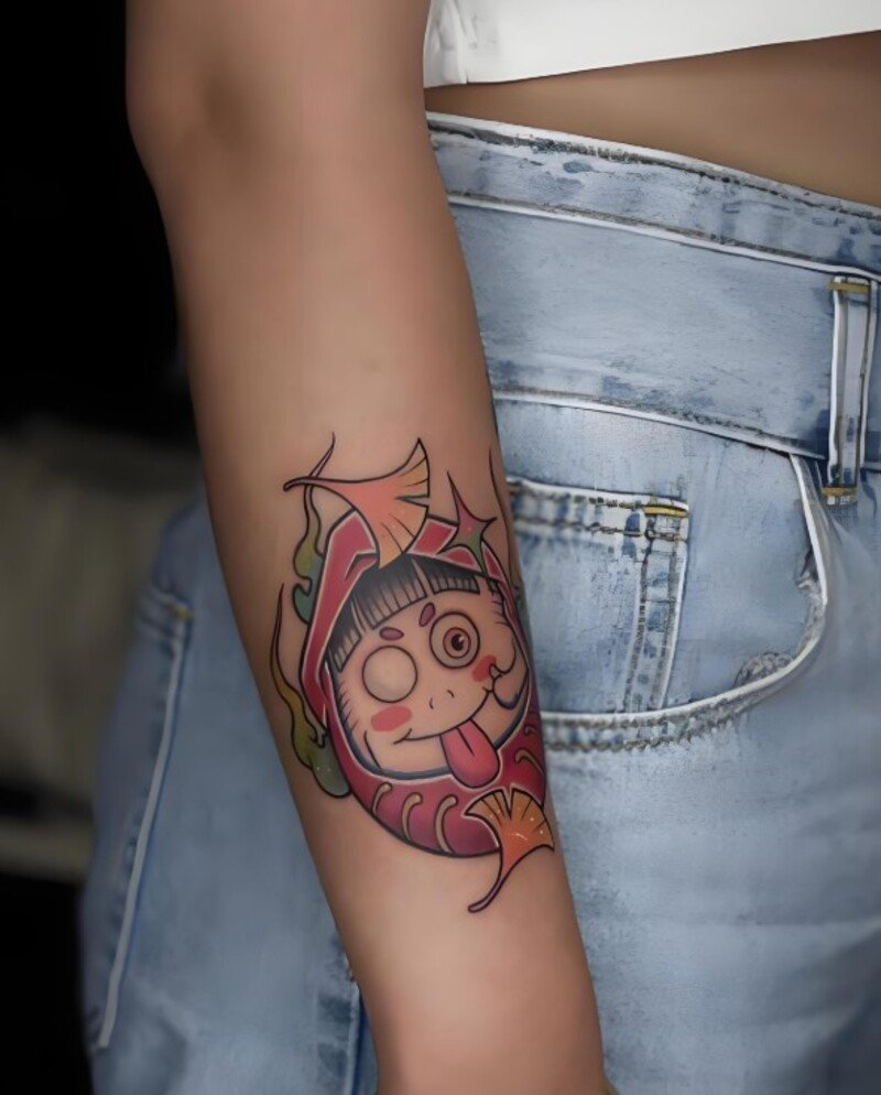 hình xăm lật đật daruma mini cho nữ