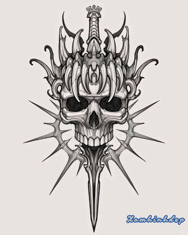 hình xăm mặt quỷ nghệ thuật.