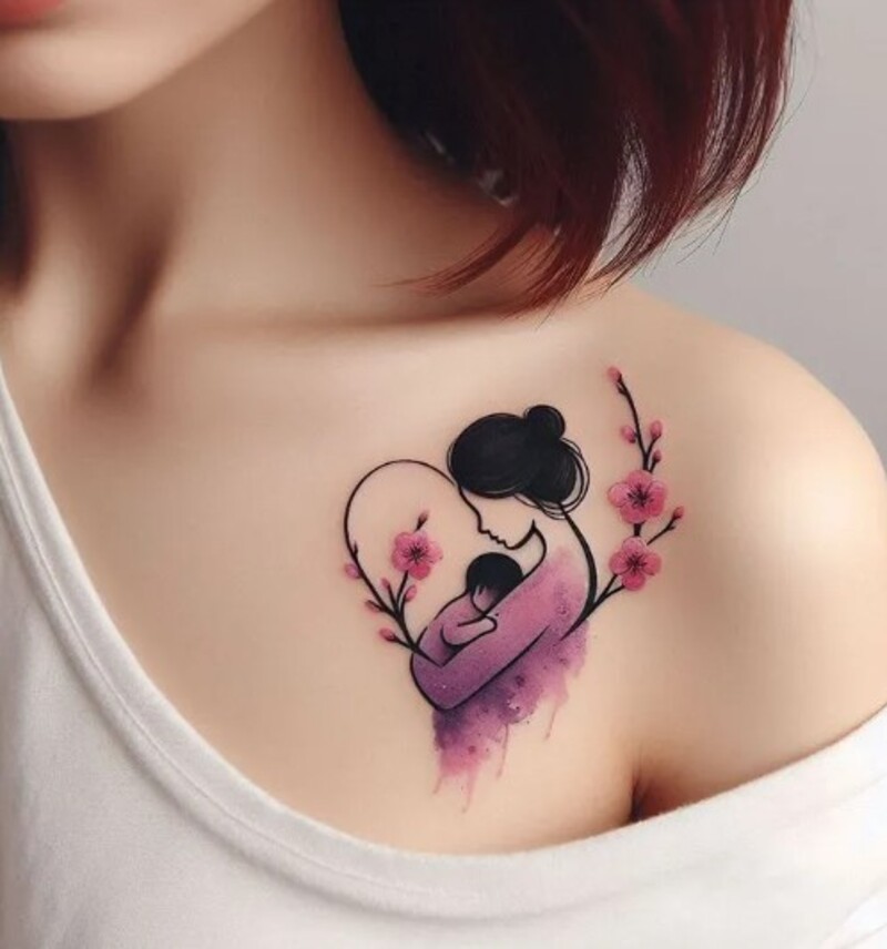 hình xăm mẹ bồng con có ý nghĩa gì cho nữ
