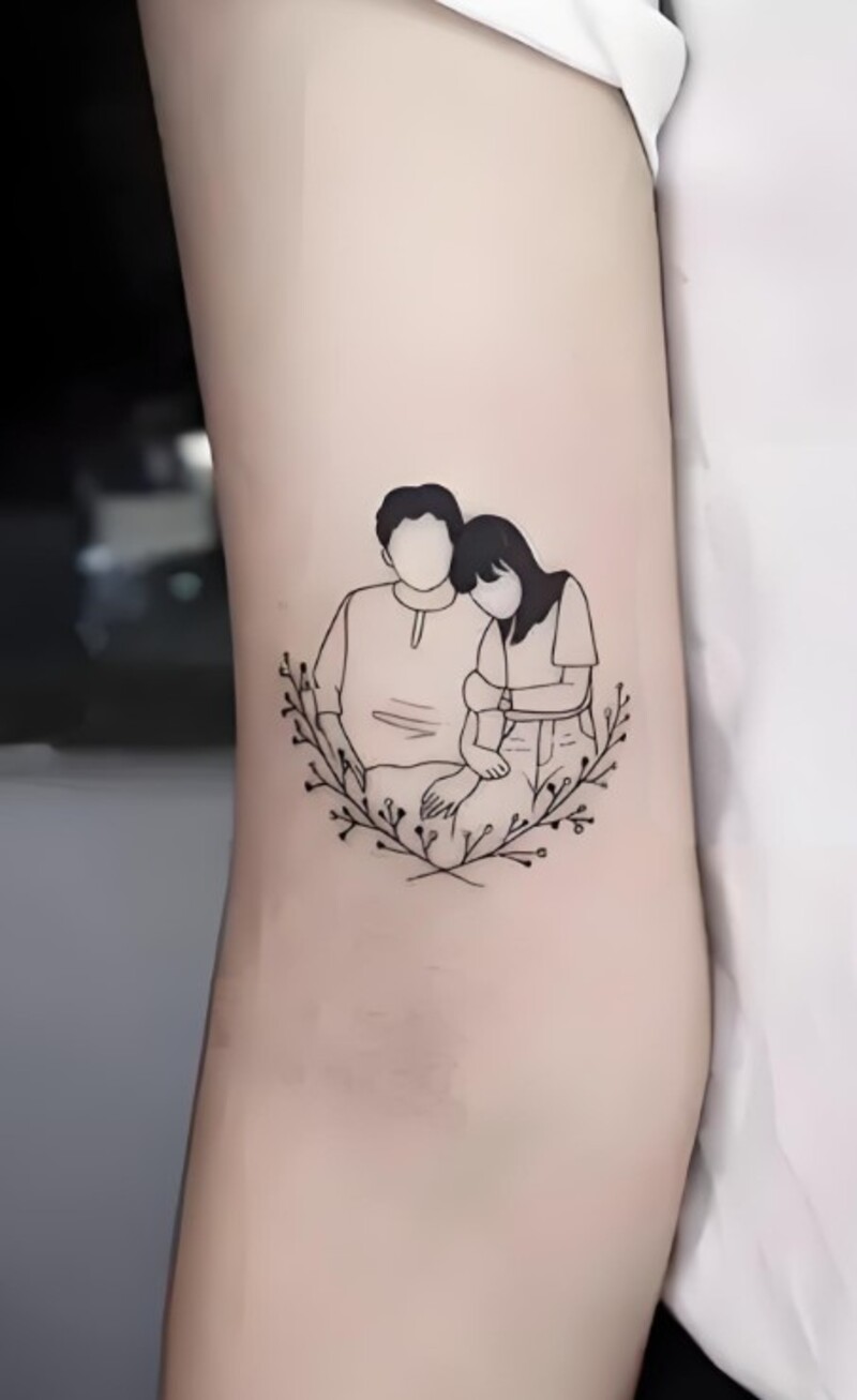 hình xăm mẹ và con đơn giản cho nữ