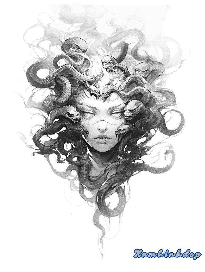 hình xăm medusa nghệ thuật.