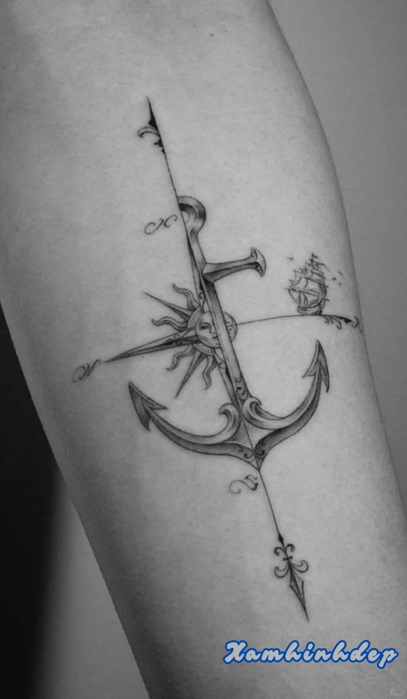 hình xăm mỏ neo cá tính.