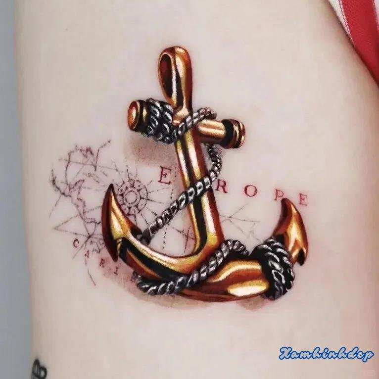 hình xăm mỏ neo nghệ thuật.