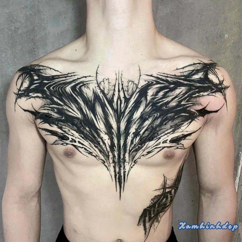 hình xăm ngực nam cá tính.