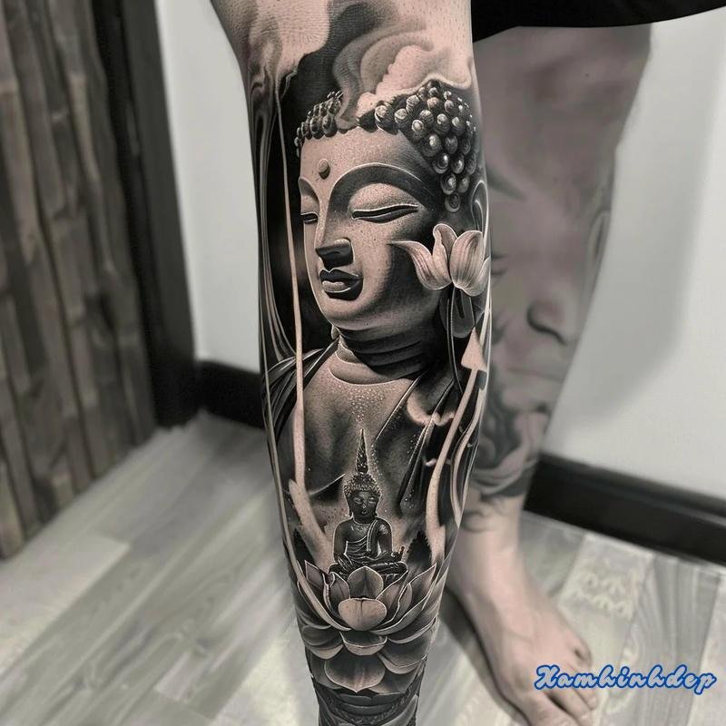 hình xăm phật cá tính mạnh mẽ.
