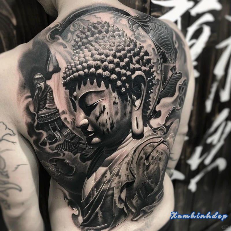 hình xăm phật đẹp cuốn hút.