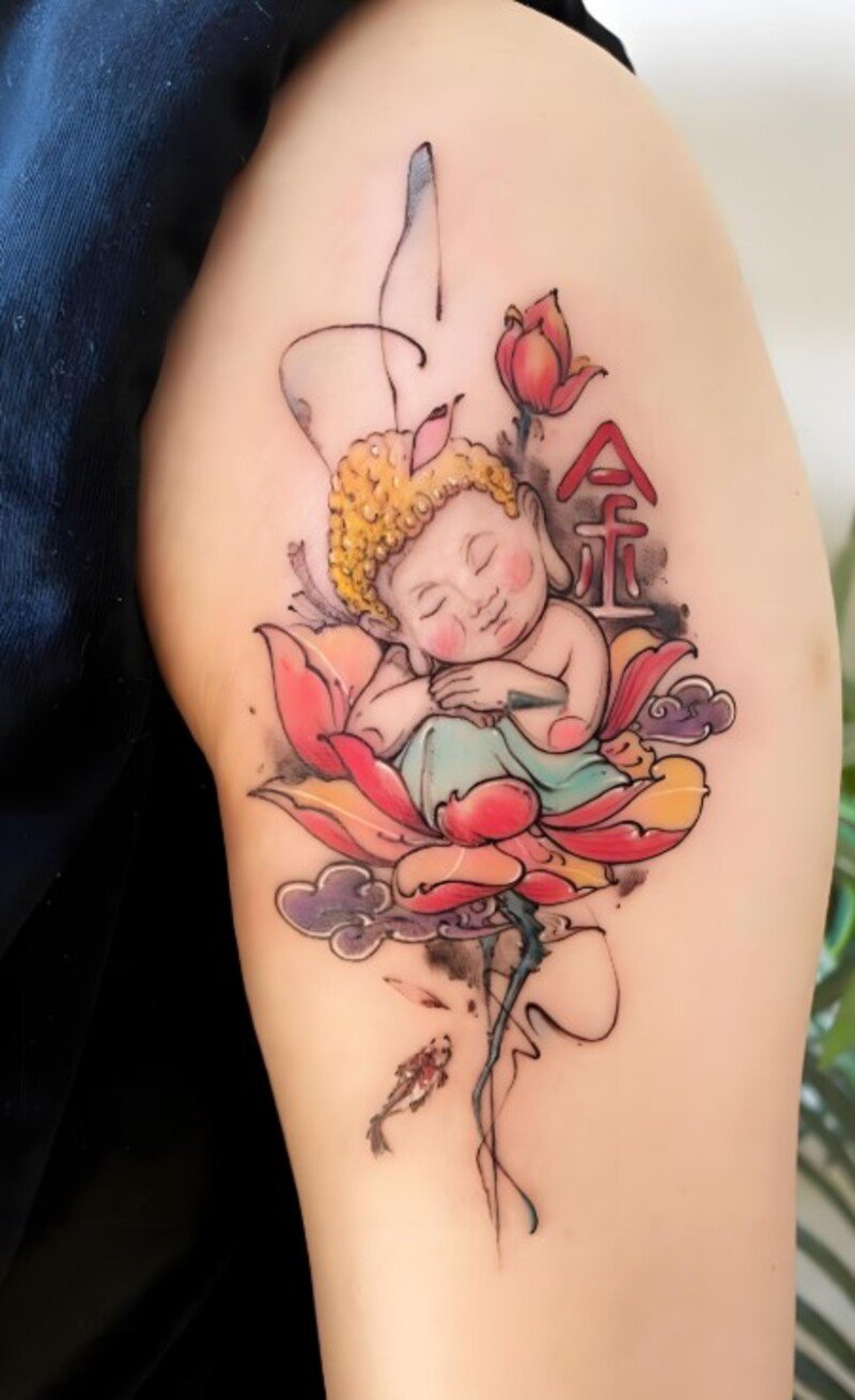 hình xăm phật ngủ cho nữ