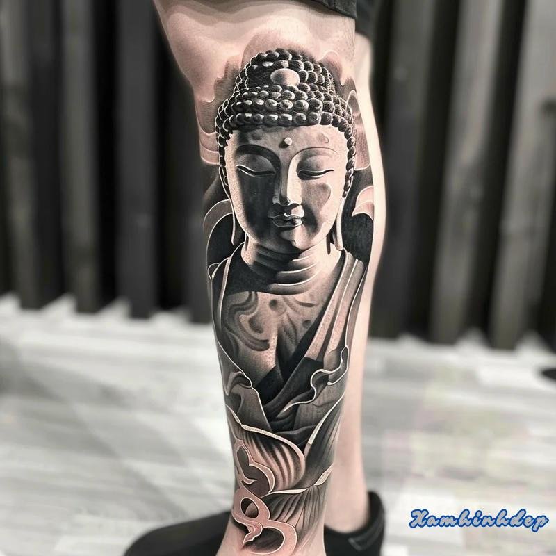 hình xăm phật phong cách thanh tịnh.
