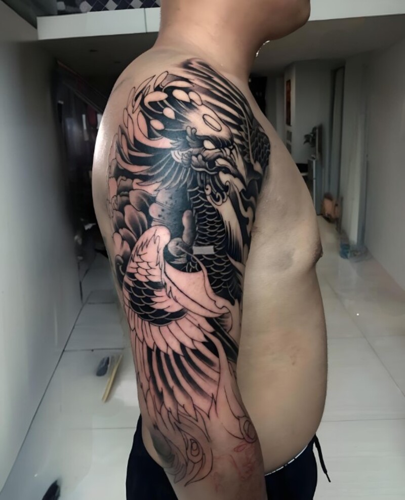 hình xăm phượng hoàng nhật cổ cho nam