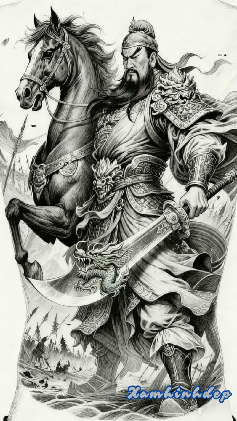 hình xăm quan công mạnh mẽ.