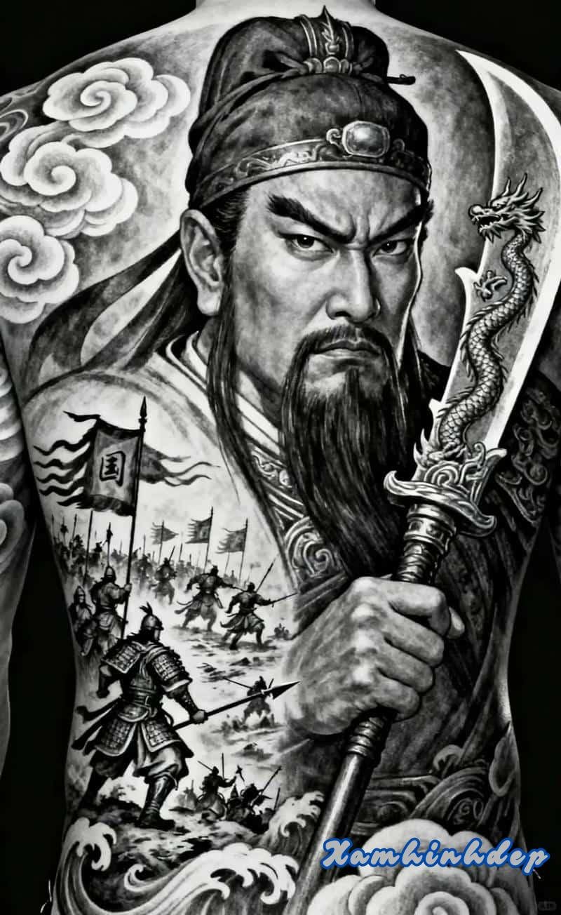 hình xăm quan công tinh xảo.