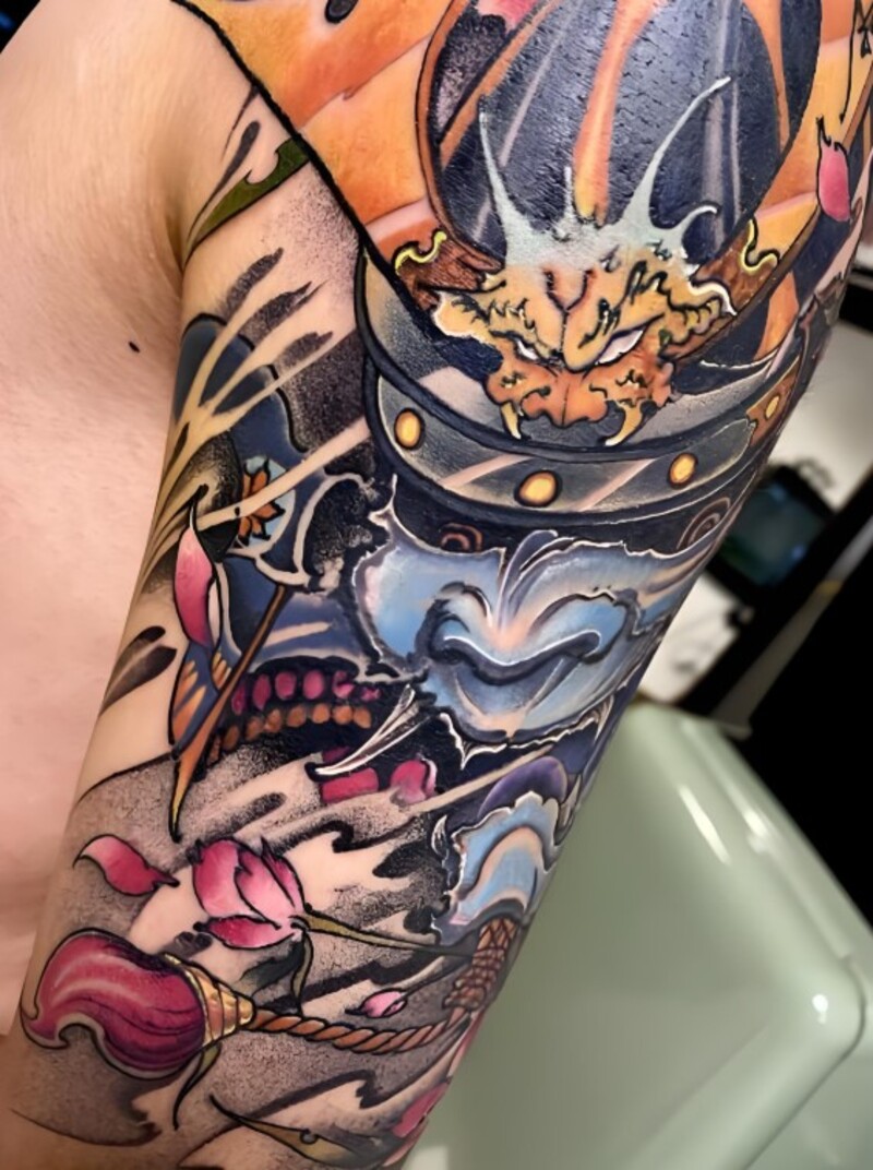 hình xăm quỷ samurai cho nam