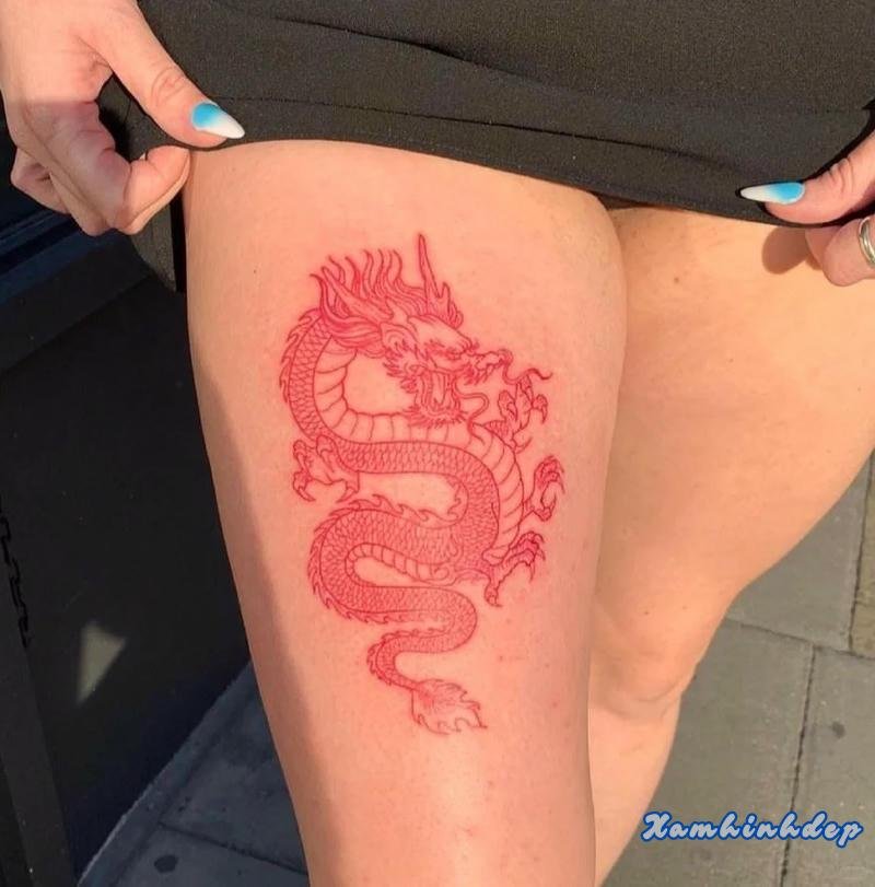 hình xăm rồng cho nữ thiết kế tinh tế.