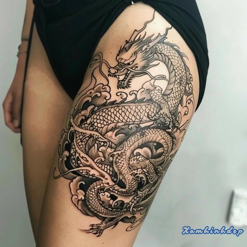 hình xăm rồng đẹp mạnh mẽ.