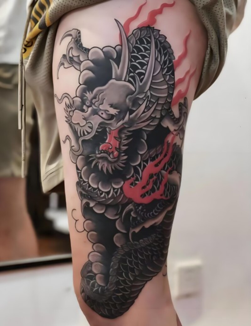 hình xăm rồng đi nét cho nữ