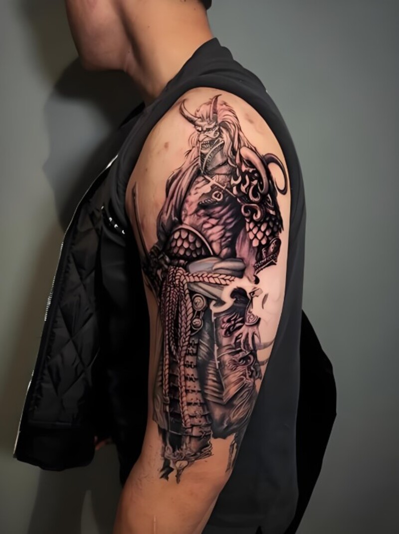hình xăm samurai ngầu cho nam