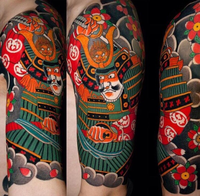 hình xăm samurai nhật cho nam