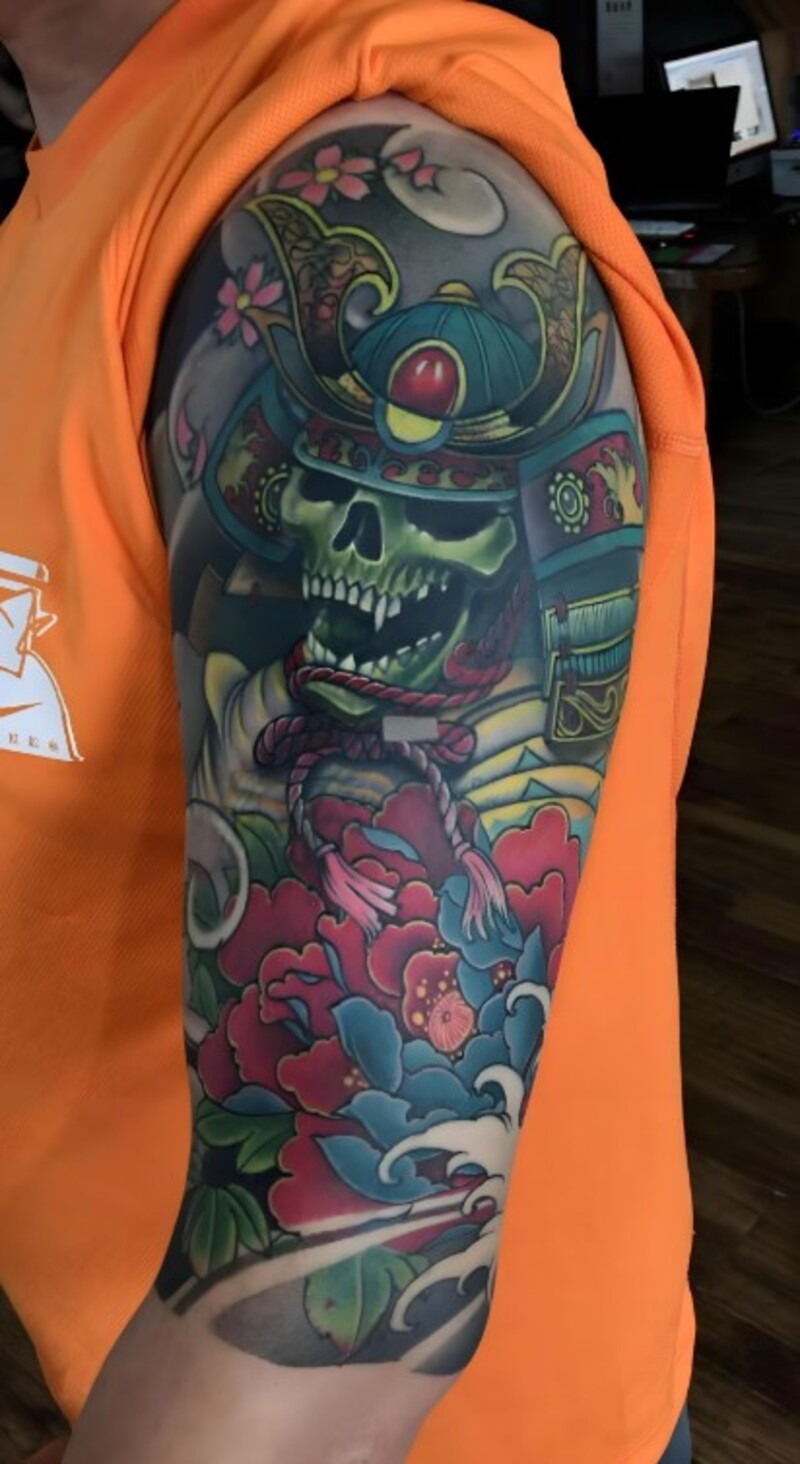 hình xăm samurai ở tay cho nam