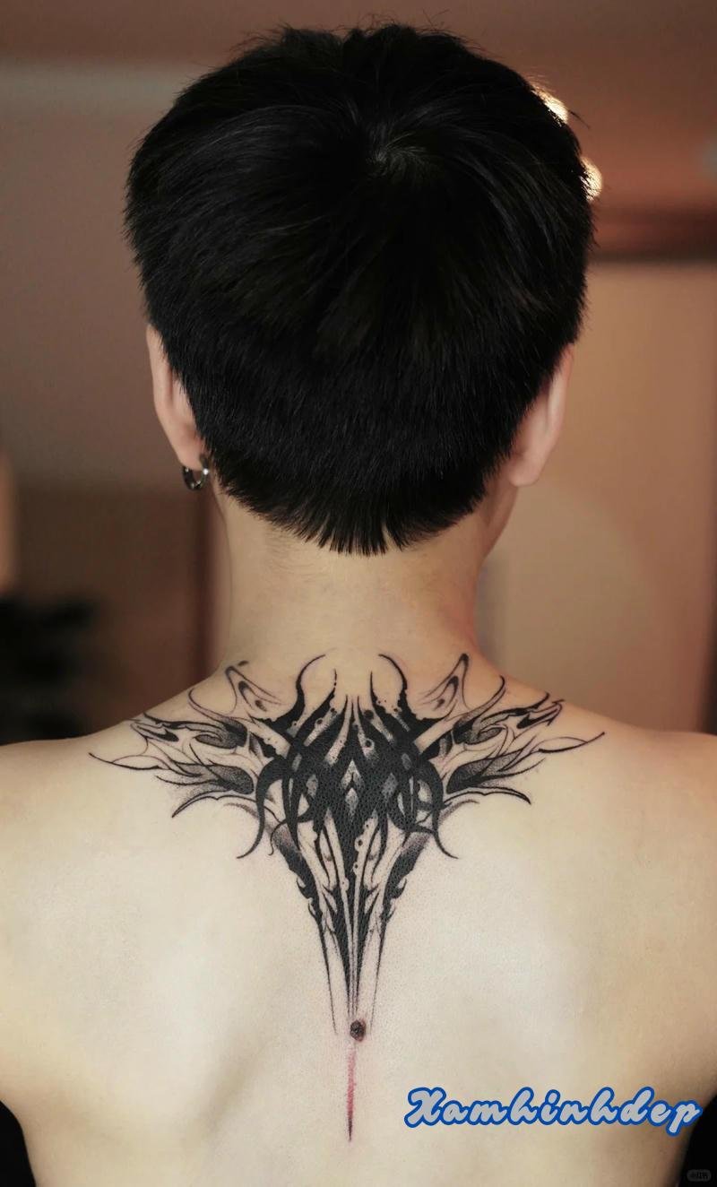 hình xăm sau gáy thu hút.