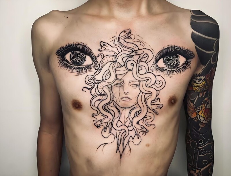 khung hình xăm medusa cho nam