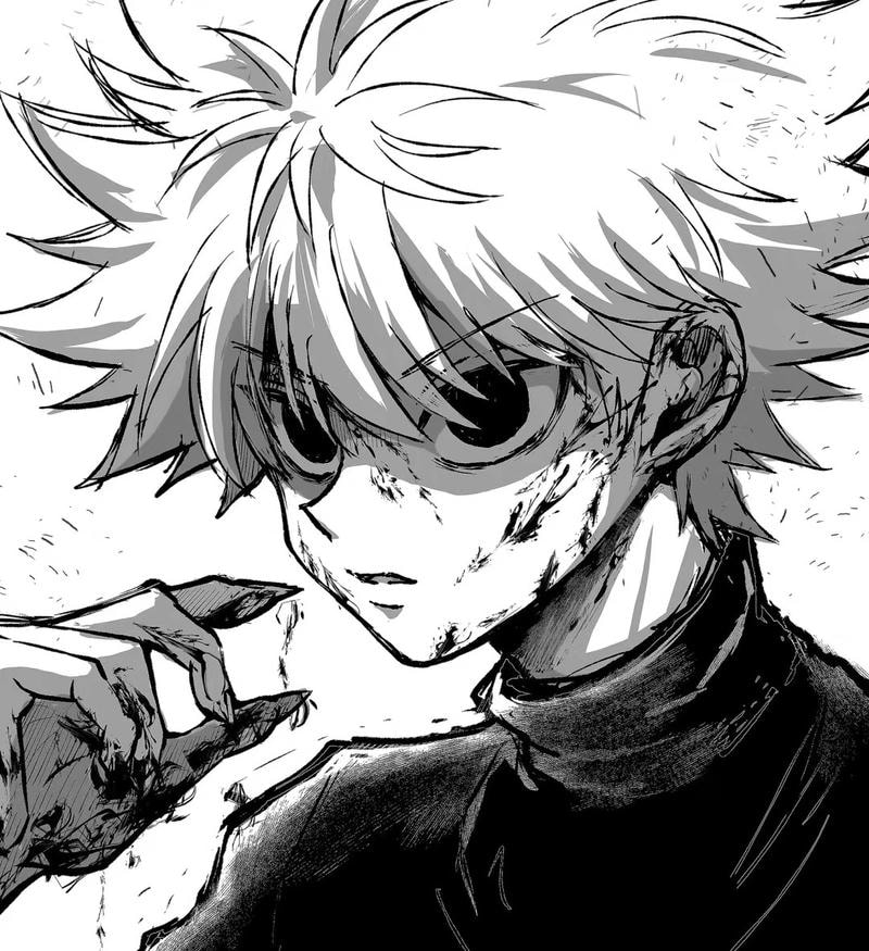 killua trắng đen